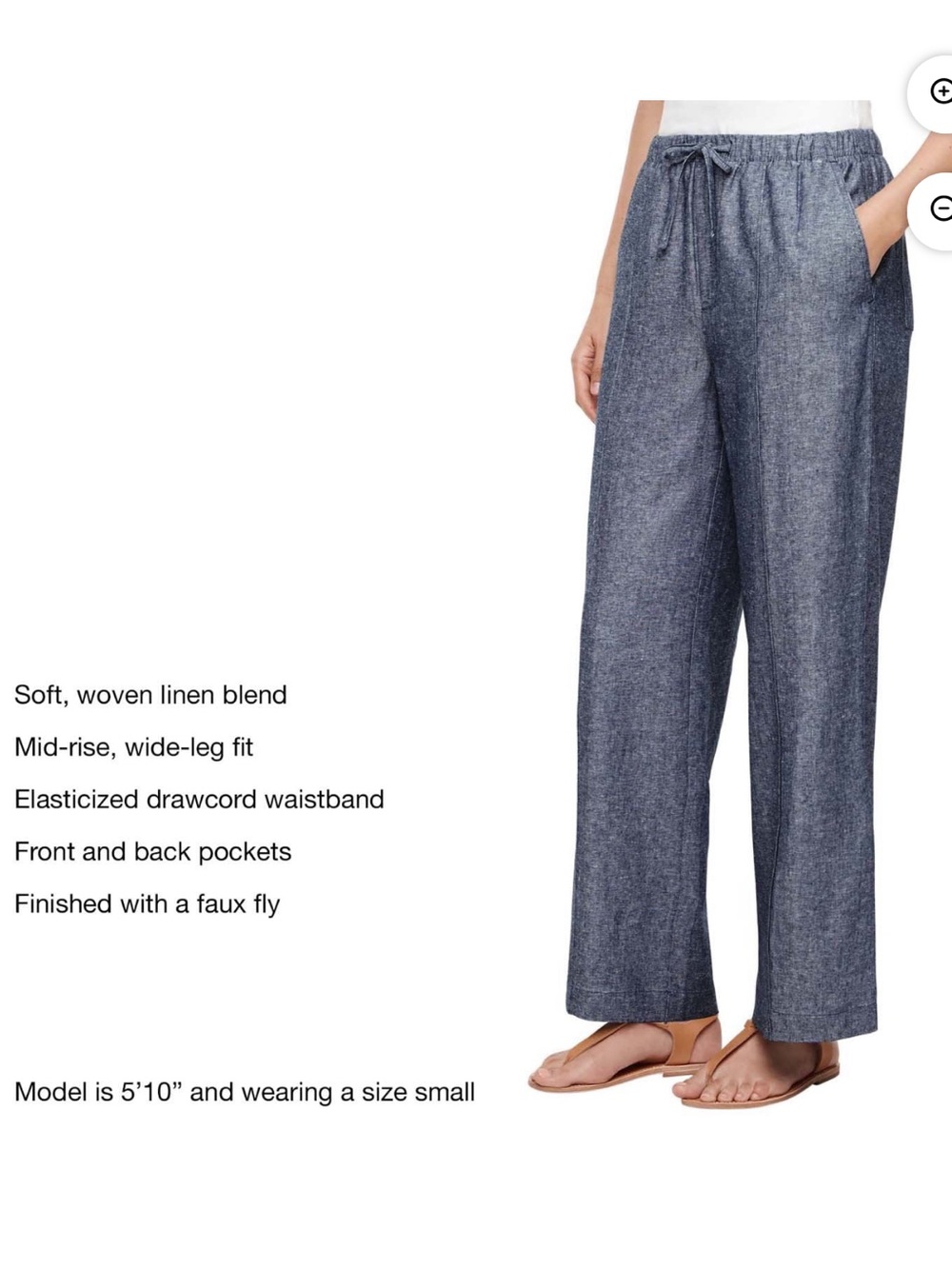 GAP Heathered Navy Wide-Leg Drawstring Pants